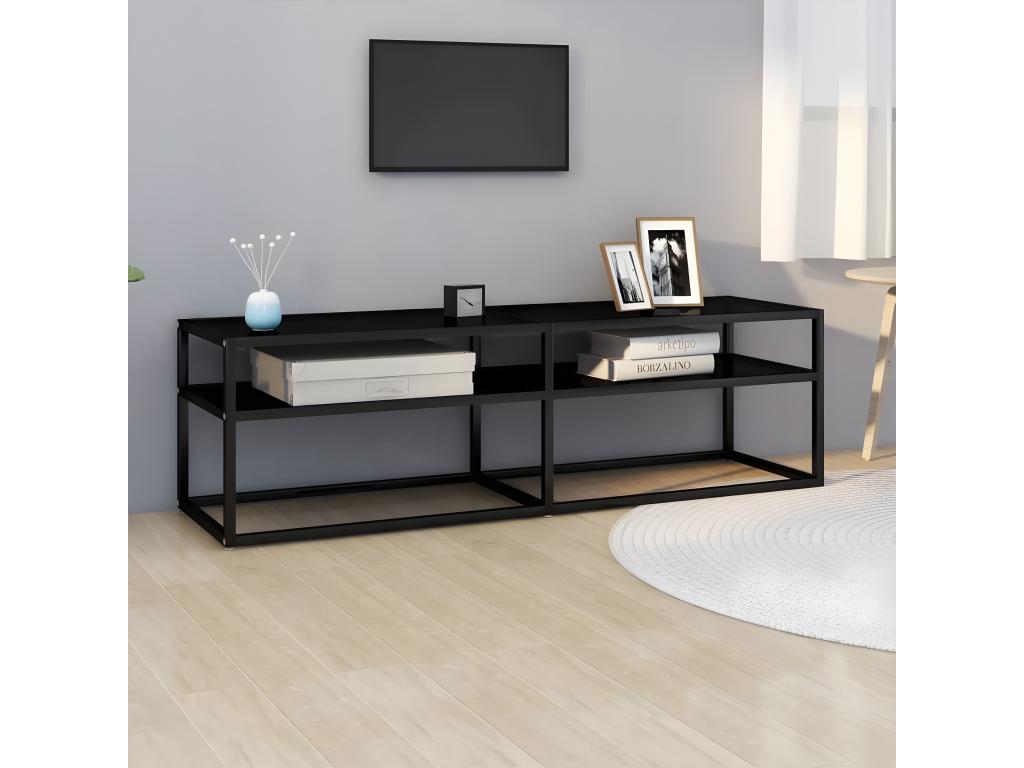 Black TV stand 140x40x40.5 cm Tempered glass