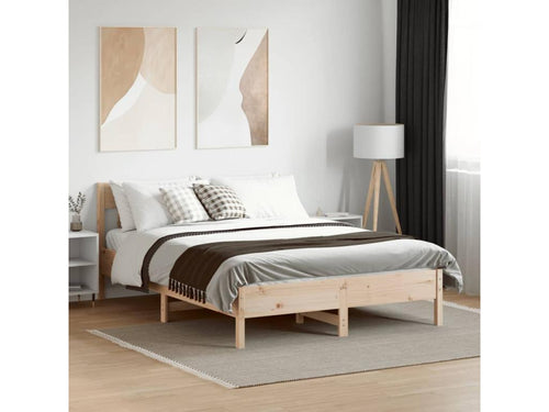 Bed frame with headboard, 140x200 cm, solid pine wood
