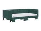 Daybed with pull-out bed and dark green 100x200 cm velvet mattress