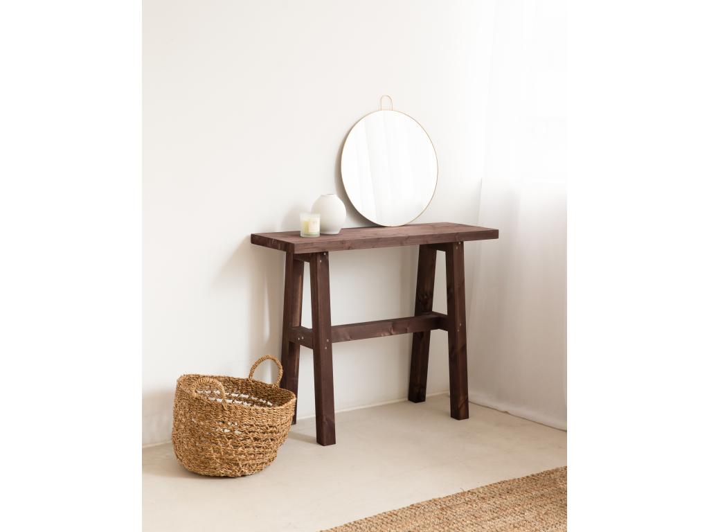 Brown fir wood console table 100x80cm - Meubiana