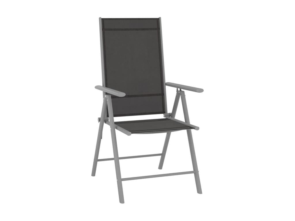 6-Piece Folding Garden Chairs, Black Textilene