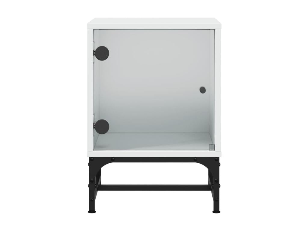 Meubiana Premium - Bedside tables with glass doors, 2 pcs, white, 35x37x50 cm
