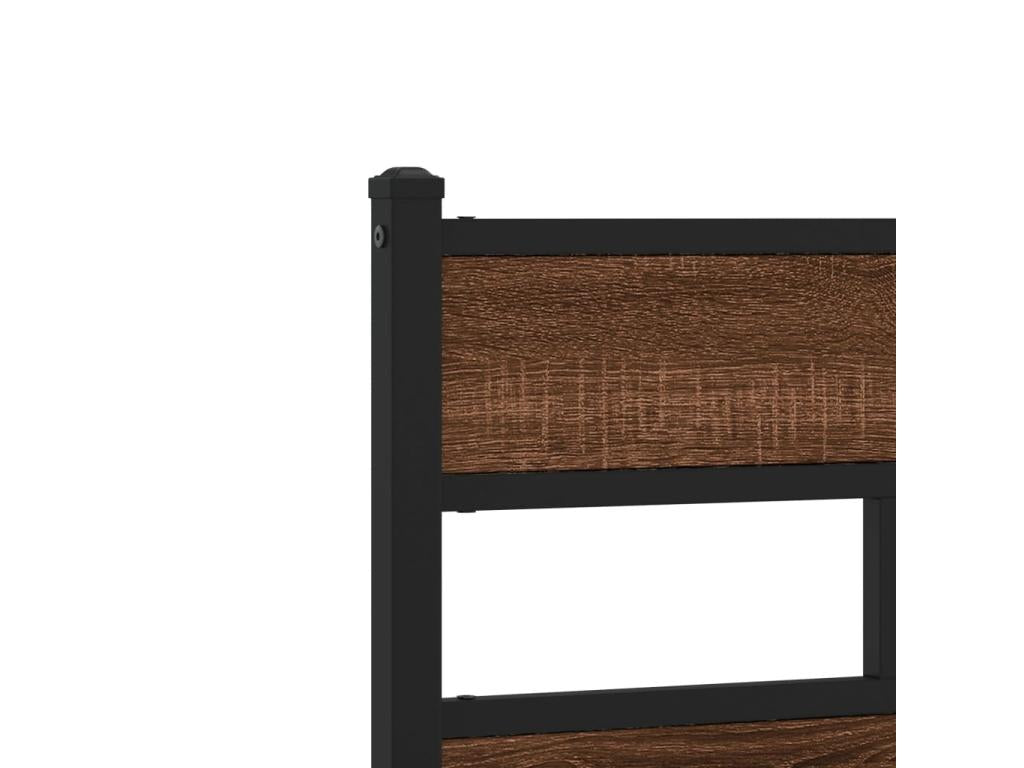 Metal bed frame without mattress, brown oak, 180x200 cm