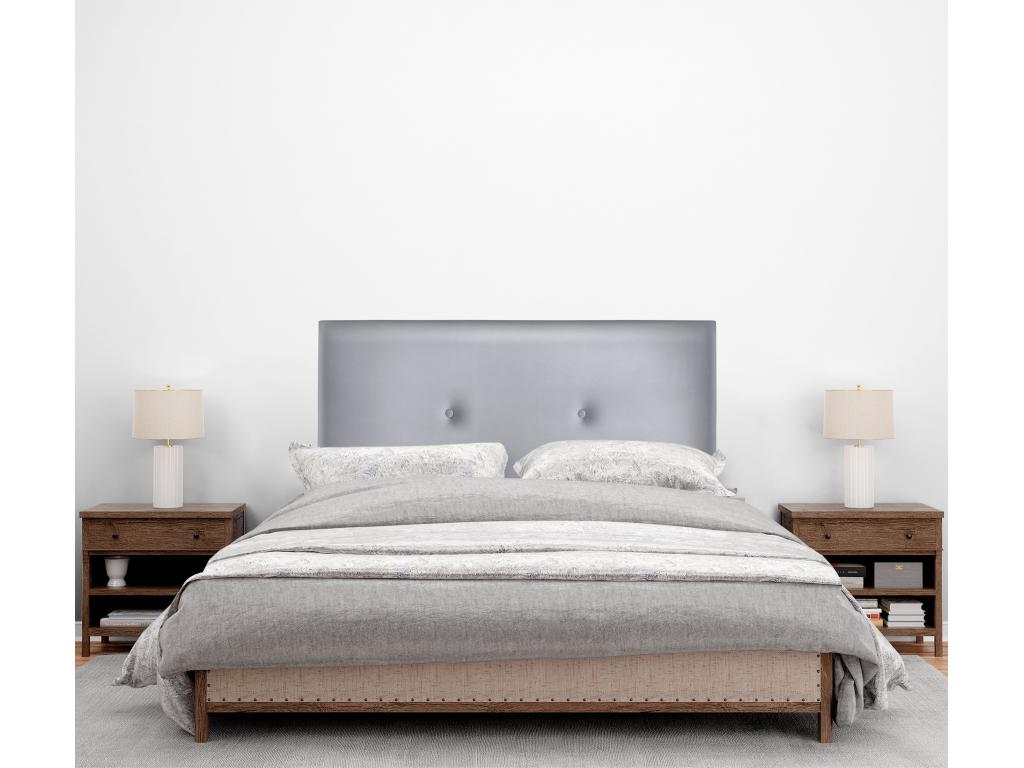 Meubiana Smooth Faux Leather Headboard with Buttons 110x50cm Beds 105 - Silver