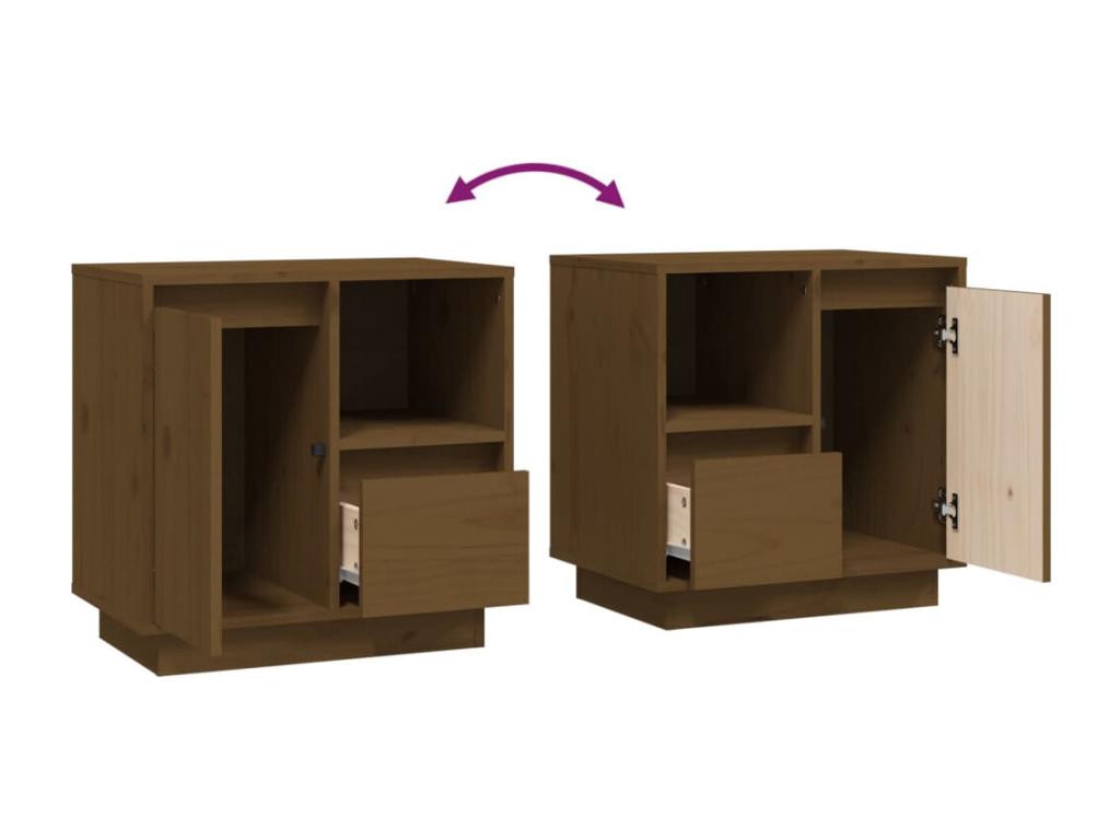 Bedside table, honey brown, 50x34x50 cm, solid pine wood