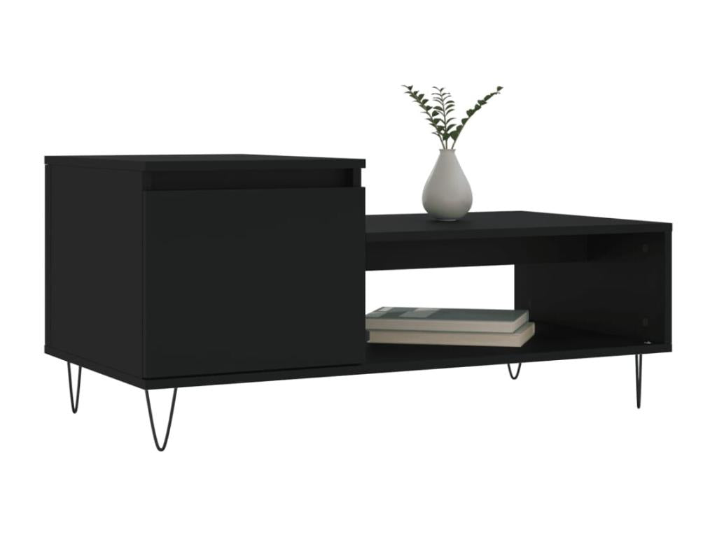 Black coffee table, 100x50x45 cm, engineered wood
