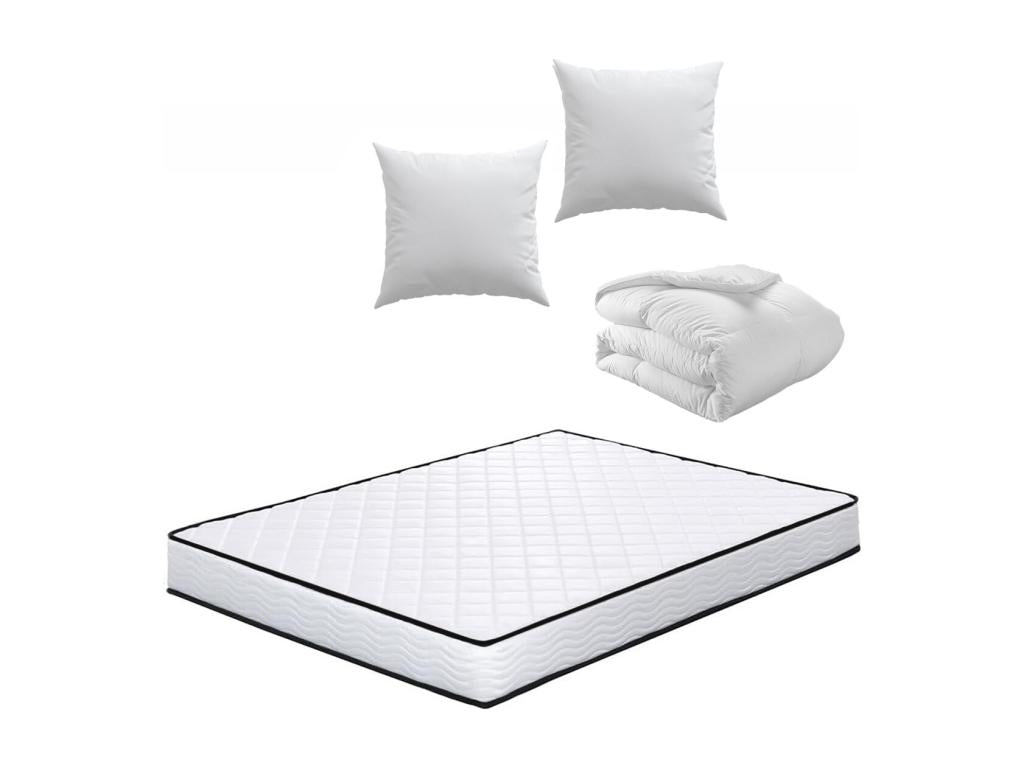 Bed base and mattress set 140x190 cm Bed Set with 2 pillows and duvet