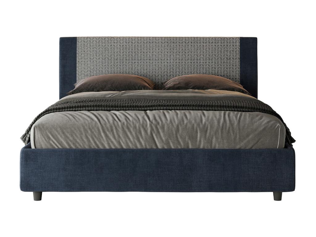 Upholstered bed without slatted base, 160x210 cm, Labirinto 09 fabric, Rosal blue
