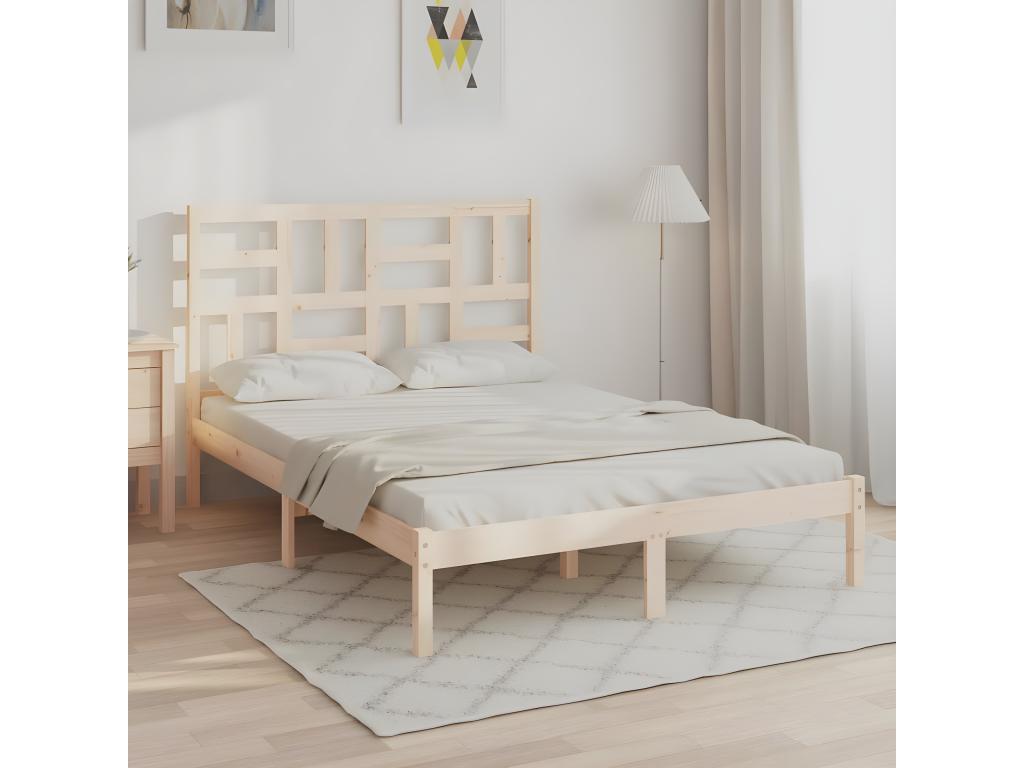 Bed frame without mattress, solid wood, 140x200 cm