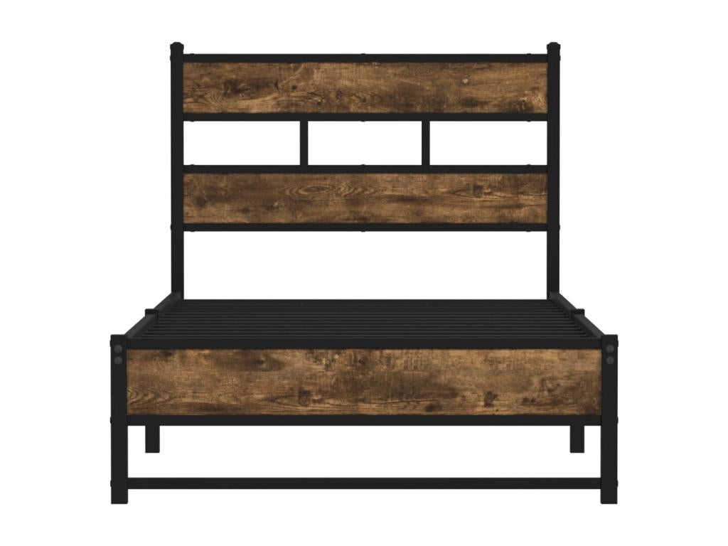 Metal bed frame without mattress, smoked oak, 90x200 cm