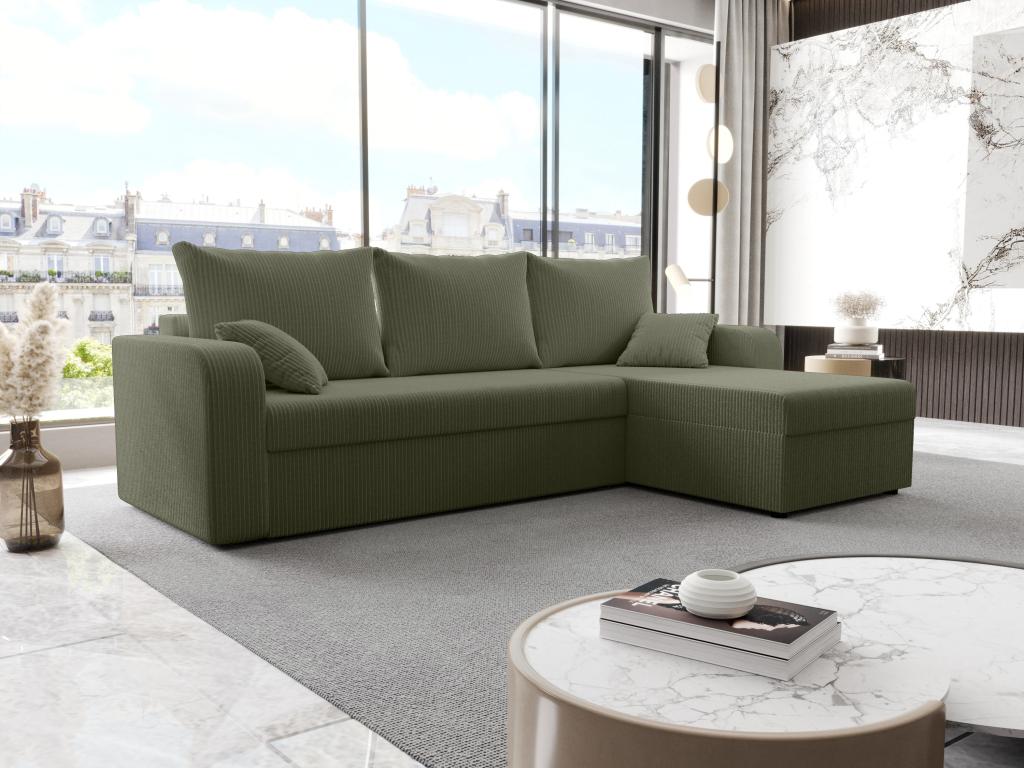 Meubiana convertible and reversible corner sofa in khaki green corduroy