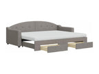 Meubiana 80x200 cm Daybed with Trundle and Drawers, Fabric