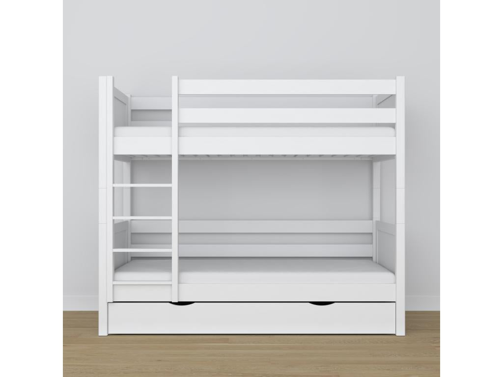 Wooden bunk bed - with drawer N02 White 120x180
