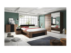 Meubiana Bedroom Set: Wardrobe, Bed (160x200cm), Chest of Drawers, Bedside Tables - Dark Oak and Black