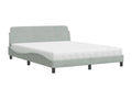 Bed with light grey mattress 160x200 cm velvet