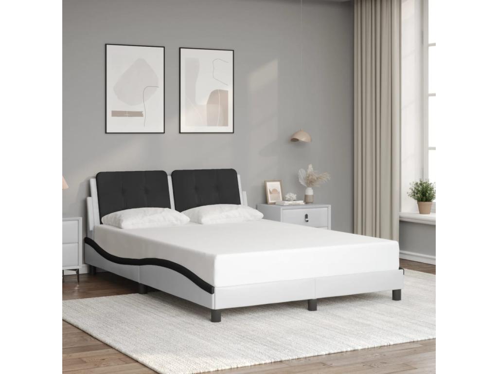 Bed frame with LED lighting, mattress not included, white and black, 120x200 cm