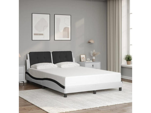 Bed frame with LED lighting, mattress not included, white and black, 120x200 cm
