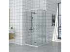 Meubiana Extra Slim Black 90x90 cm Shower Tray, 90x90 cm Shower Enclosure, 200 cm High, with Corner Opening