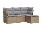 Garden furniture set with cushions, 4 pieces, beige woven resin