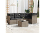 6-piece garden furniture set with grey resin wicker cushions