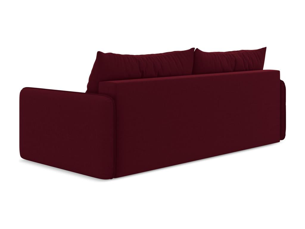 3-seater convertible sofa in velvet - burgundy - Meubiana