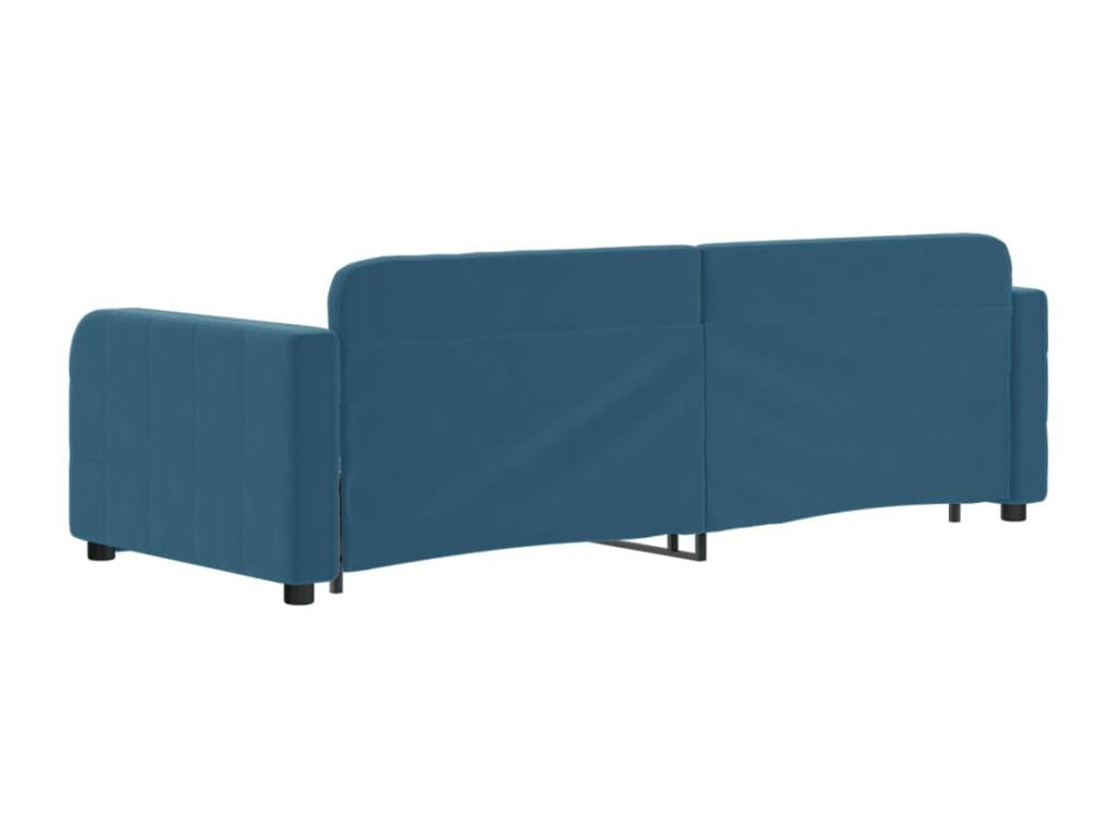 Daybed with pull-out bed, blue, 80x200 cm, velvet