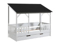 Meubiana - House Bed 90x200cm White and Black with Drawer