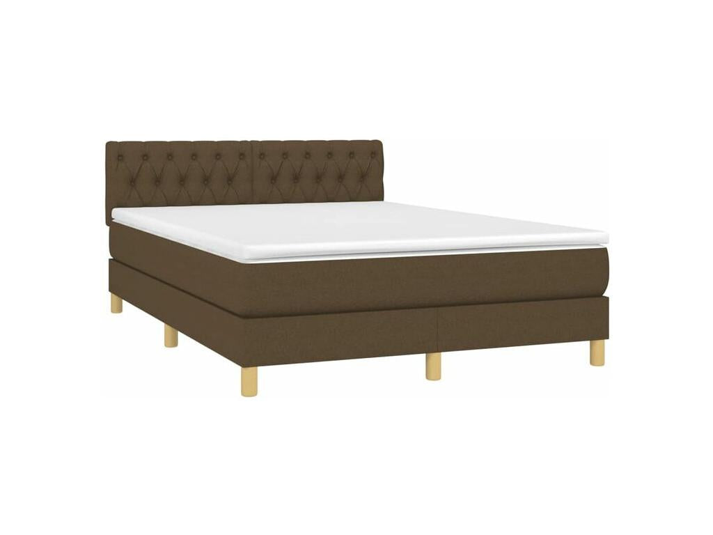 Meubiana bed base with mattress and LED light, dark brown, 140x190