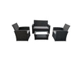 Meubiana 4-seater black resin wicker garden furniture set - grey cushions - Meubiana