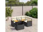 5-piece garden furniture set with cushions, black woven resin