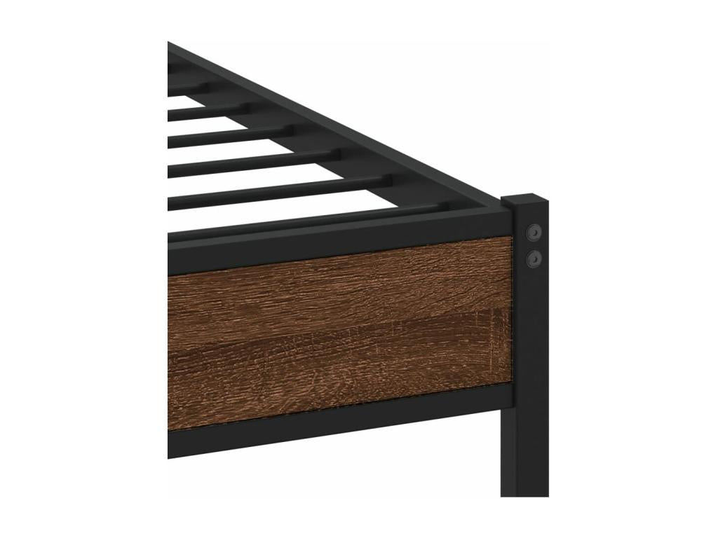 Metal bed frame without mattress, brown oak, 180x200 cm
