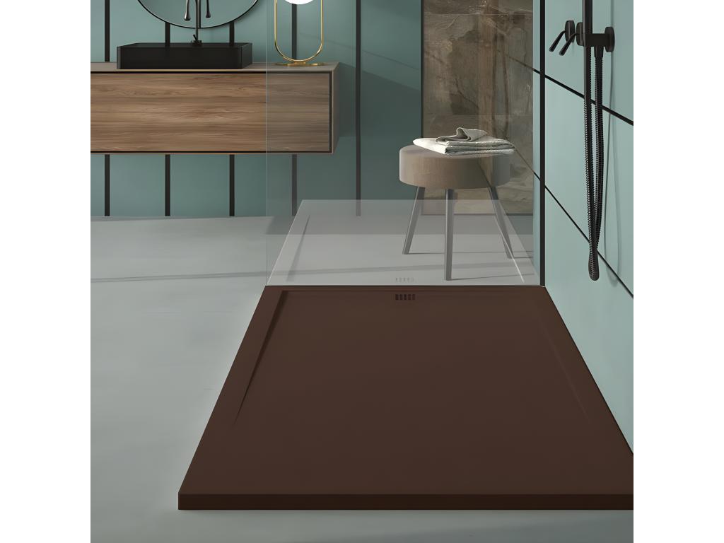 Chocolate shower tray with slate finish, Meubiana CACH color grid - 120x70 cm