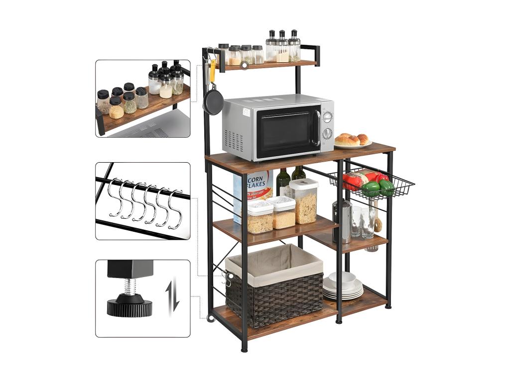 Meubiana XL industrial style kitchen from the Meubiana collection, black metal structure and wooden shelves.