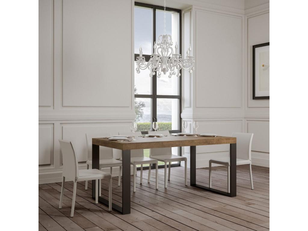 Extendable table 90x160/420 cm Tecno Walnut with Anthracite frame