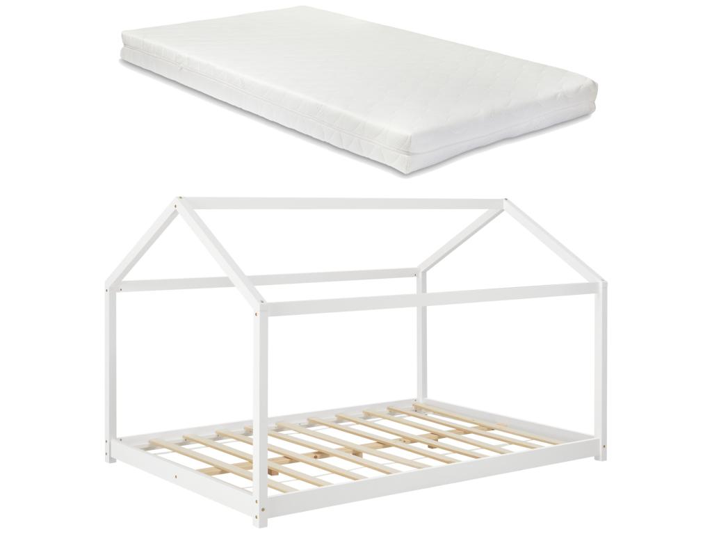 Meubiana House-Shaped Children's Bed with Cold Foam Mattress 140x200 cm White