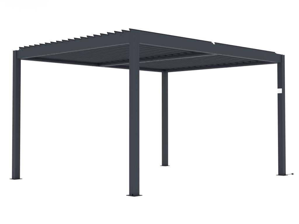 Meubiana anthracite freestanding electric bioclimatic aluminum sunshade with adjustable louvers, 12 m² - Meubiana
