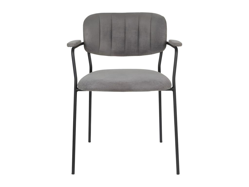 Meubiana - Set of 2 chairs with armrests and black legs - Grey