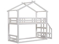 Bunk bed cabin style with storage - 90x200 cm - pine - Meubiana slatted base only on top - white