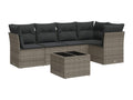 6-piece garden furniture set with grey resin wicker cushions