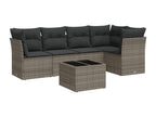 6-piece garden furniture set with grey resin wicker cushions