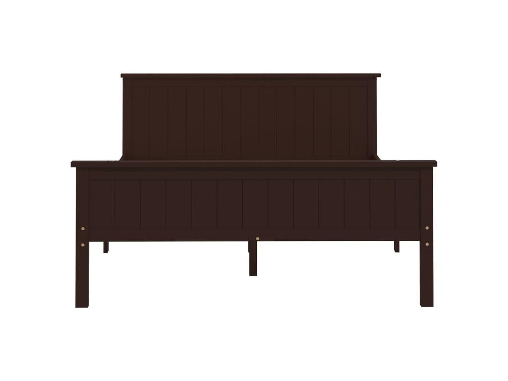 Dark Brown Bed Solid Pine Wood 140x200 2
