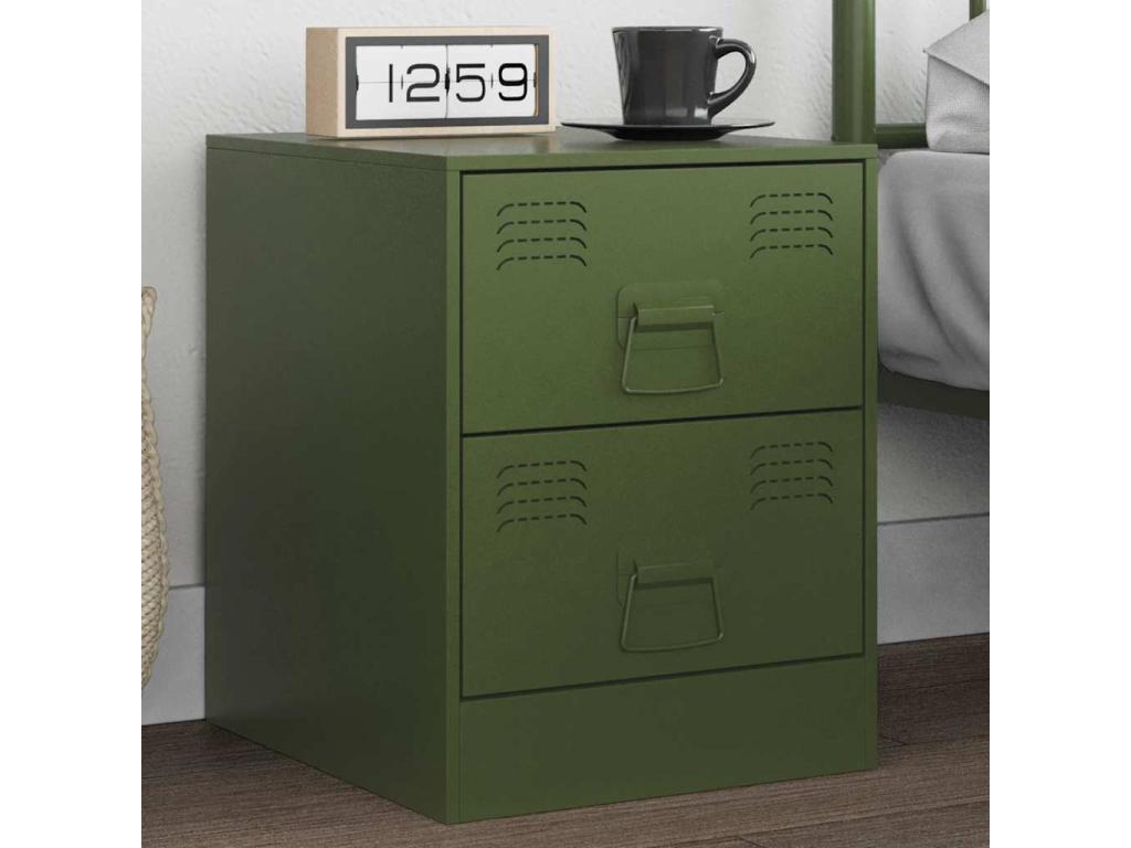 Green bedside table, 34.5x39x44 cm, steel
