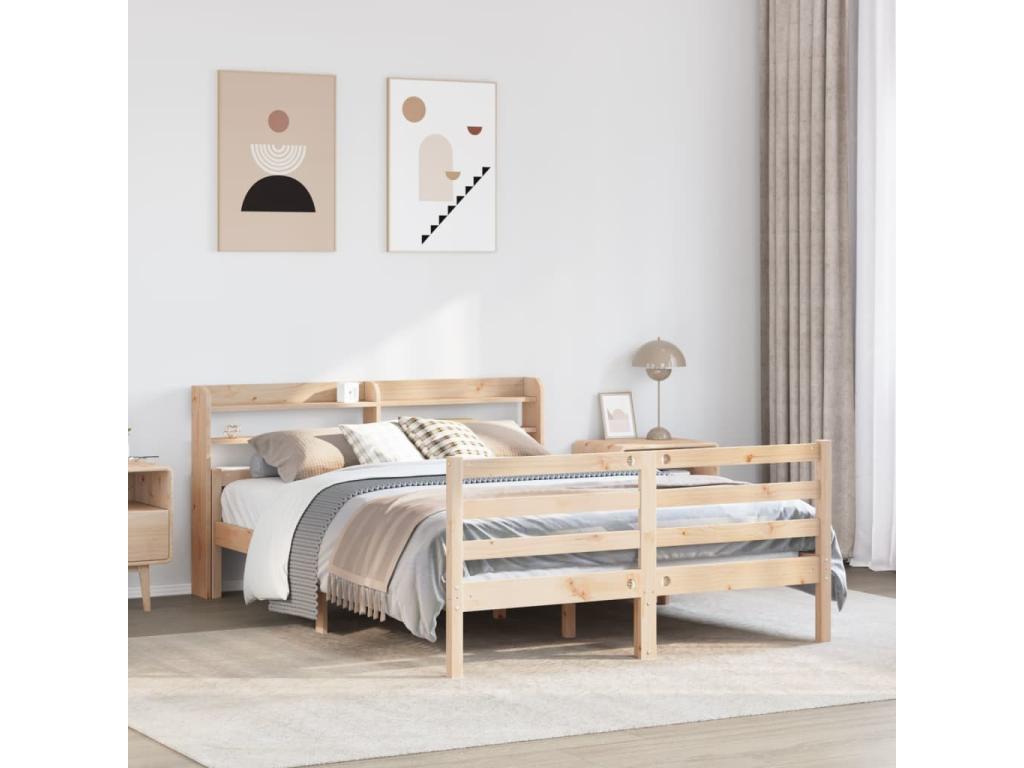 Bed frame and headboard without mattress 135x190 cm