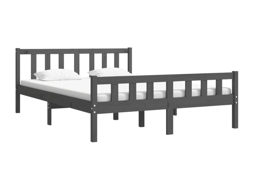 Bed frame Gray Solid wood 140x190 cm