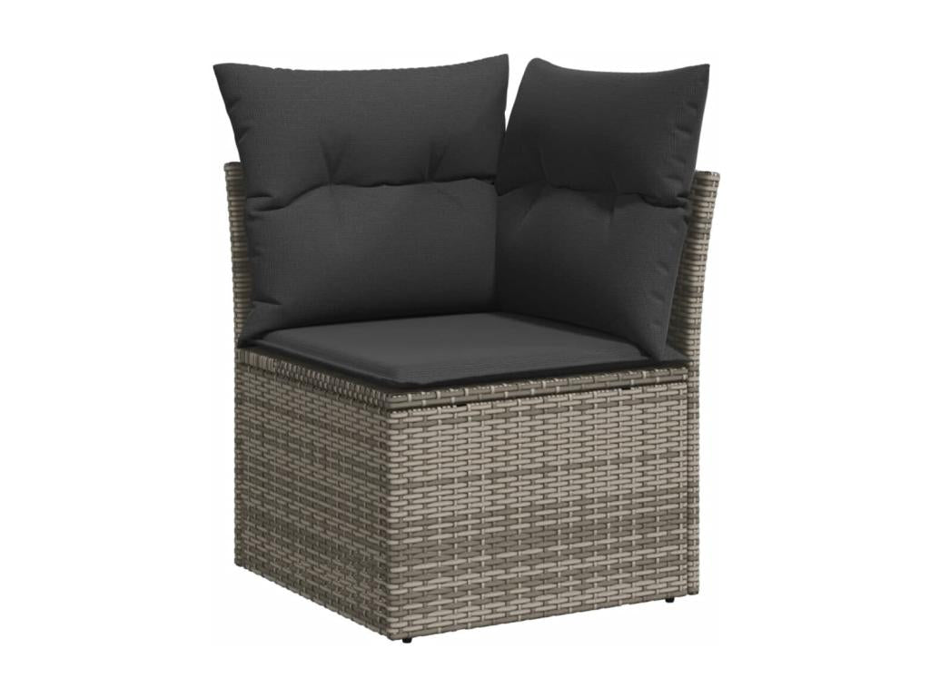 9-piece garden furniture set with grey resin wicker cushions