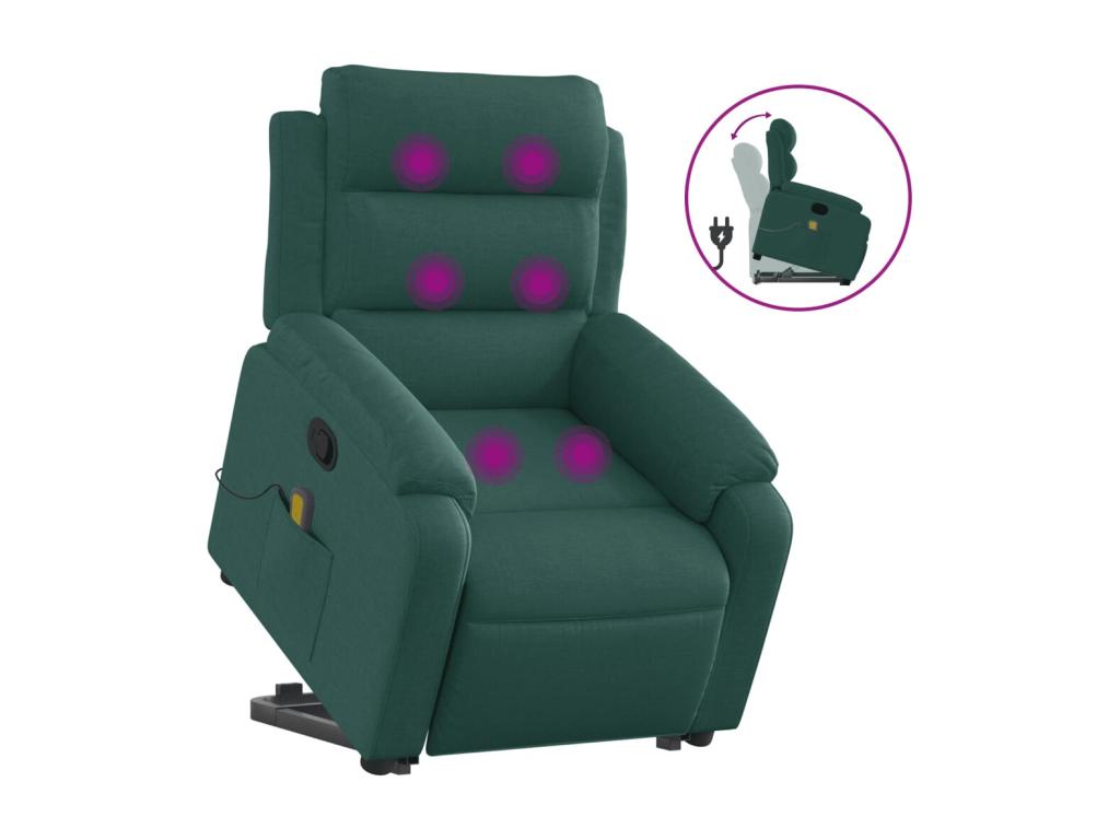 Dark Green Fabric Massage Recliner