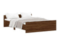 Bed frame with headboard and footboard, brown oak, 135x190