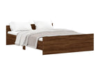 Bed frame with headboard and footboard, brown oak, 135x190