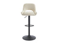 Set of 2 bar stools in textured fabric and black metal - Adjustable height - Cream - Meubiana