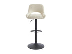 Set of 2 bar stools in textured fabric and black metal - Adjustable height - Cream - Meubiana